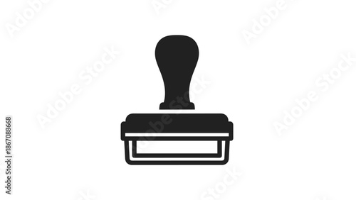 A black silhouette icon of a rubber stamp, representing stamping, approval, or official documentation