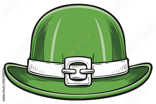 Traditional Green Irish Leprechaun Hat with White Band and Buckle for Saint Patricks Day