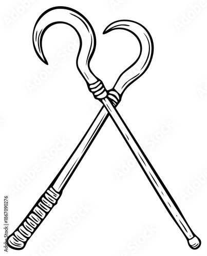 Crossed Egyptian Crook and Flail Symbols of Royal Authority and Power
