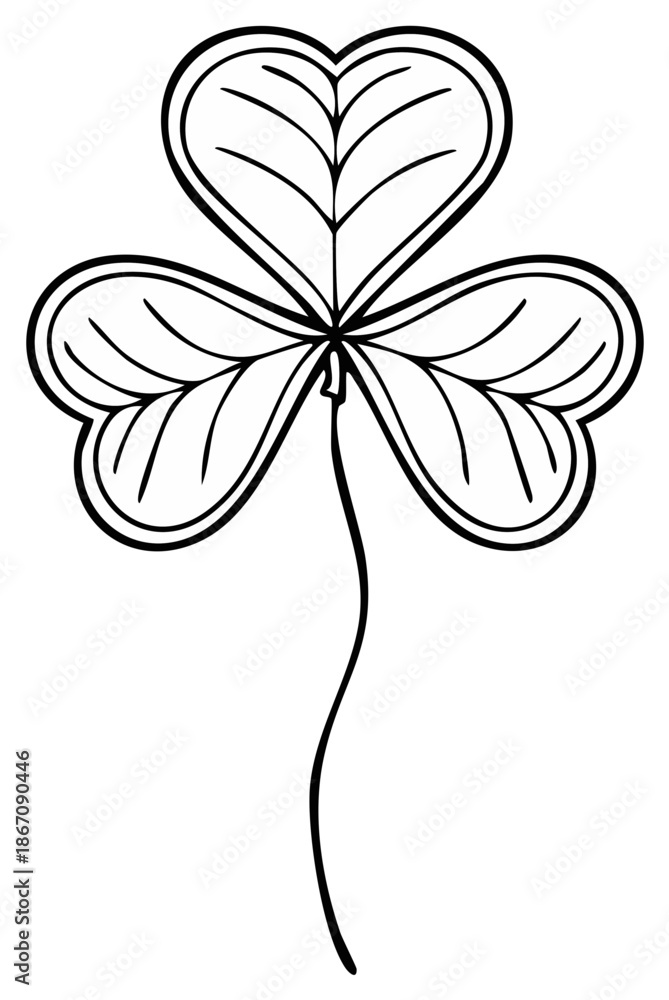 Obraz premium Shamrock Clover in Black and White Outline Design