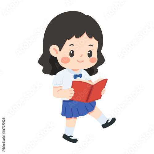 Little Girl Reading a Book for Education