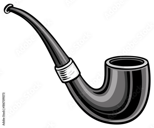 Classic Smoking Pipe Illustration Cartoon Style Tobacco Accessory for Gentlemen