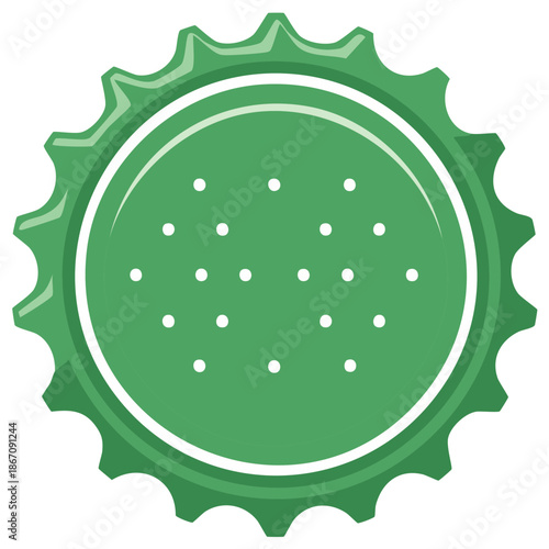 Green bottle cap with a decorative scalloped edge
