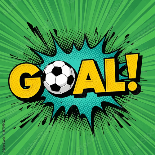 Goal Soccer Comic Icon – Football Scoring Pop Art Burst for Sports & Game Design