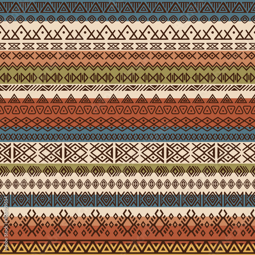 Seamless ethnic pattern, hand-drawn ethnic geometric elements, tribal pattern African or Indian vector design