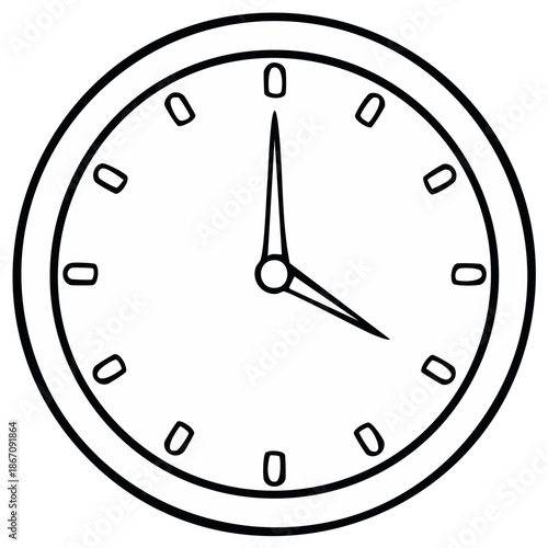 Minimalist line drawing of a clock face with hands