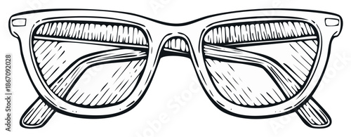 Hand drawn sketch of stylish sunglasses with striped lenses and frame