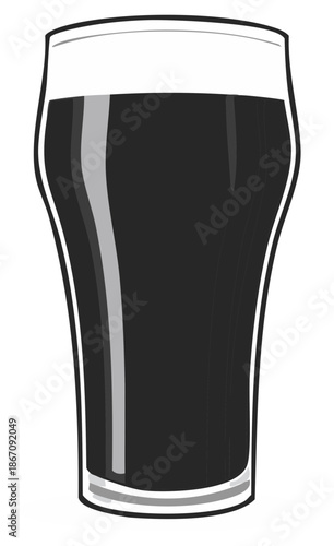 Full Stout Beer Glass Beverage Cold Drink Dark Ale Isolated Illustration