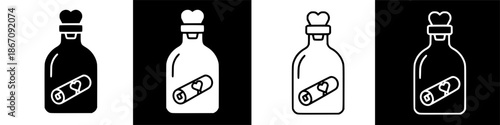 A love bottle with a heart-shaped stopper on a simple background in various illustration styles