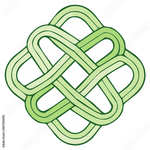 Intertwined Celtic Knot Symbol in Green Hues