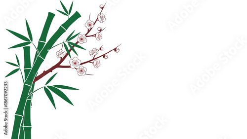 Bamboo and Cherry Blossoms A Serene Eastern Aesthetic