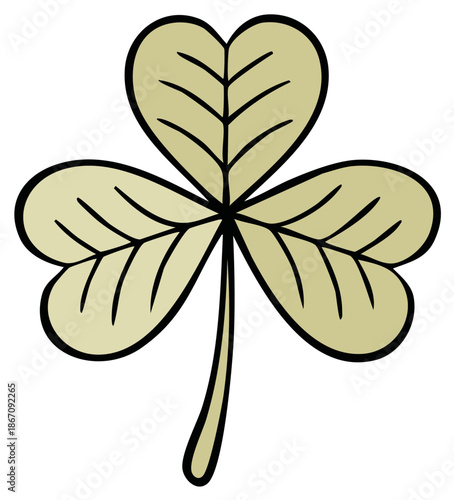 Simple Stylized Trefoil Leaf with Outline and Gradient Color