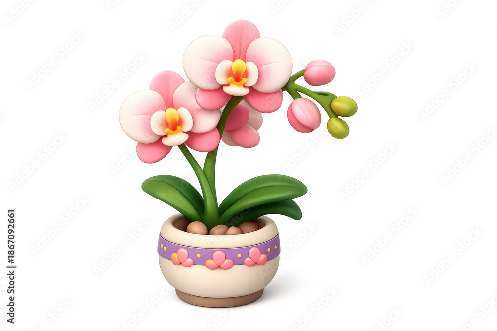Obraz premium Elegant orchid floral icon illustration for decorative design elements