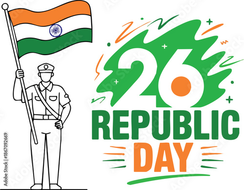 Patriotic India celebration banner soldier silhouette