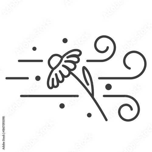 Pleasant smell icon. Incense. Aroma symbol. Flower pollen. Thin linear vector illustration eps 10.