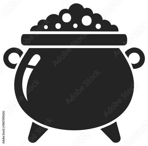 Witches cauldron with boiling magic potion simple black silhouette icon