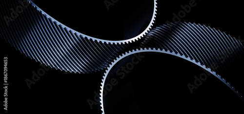  3D Abstract Technology Background with Black Helios Gears, 3d render