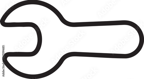 Black outline of an open end wrench on a white background tool spanner