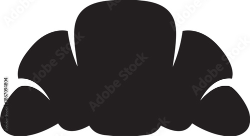 Black silhouette of a croissant pastry on a white background bread food baked