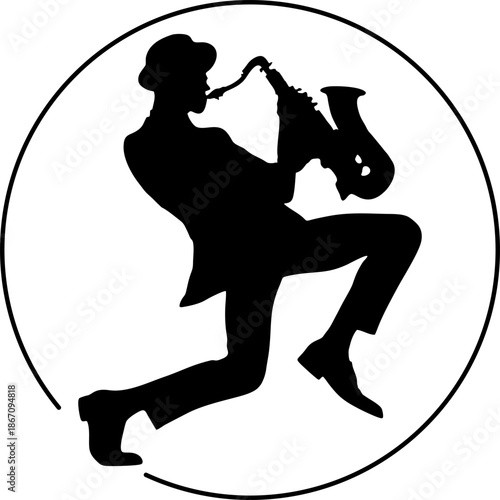 Saxophone player icon silhouette vector