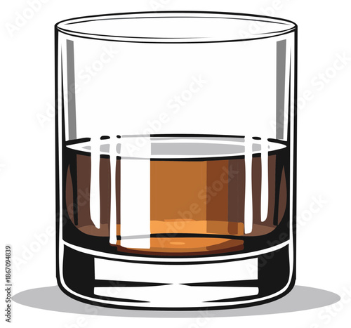 Glass of whiskey illustration, alcoholic drink, beverage, refreshment, bar