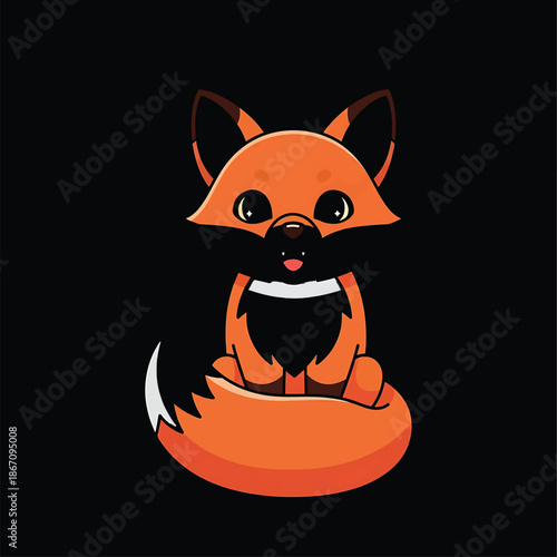 Adorable Cartoon Fox Illustration with Expressive Eyes and Tail.