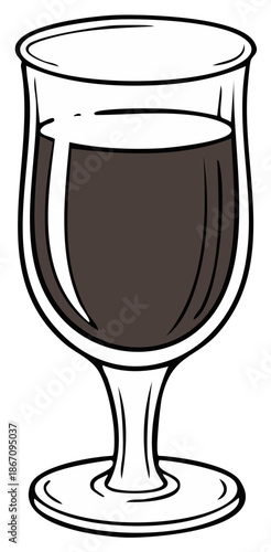 Vector illustration of a stemmed glass filled with a dark beverage