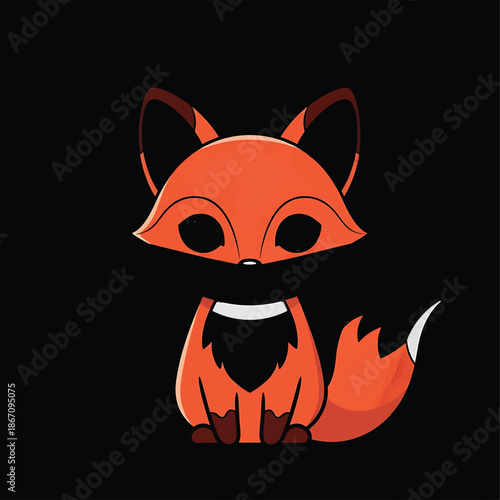 Adorable Cartoon Fox with Big Eyes and a Bushy Tail.