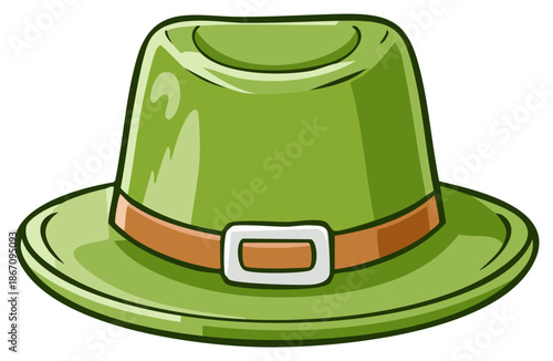 Green Leprechaun hat with brown belt and white buckle, St. Patrick's Day celebration