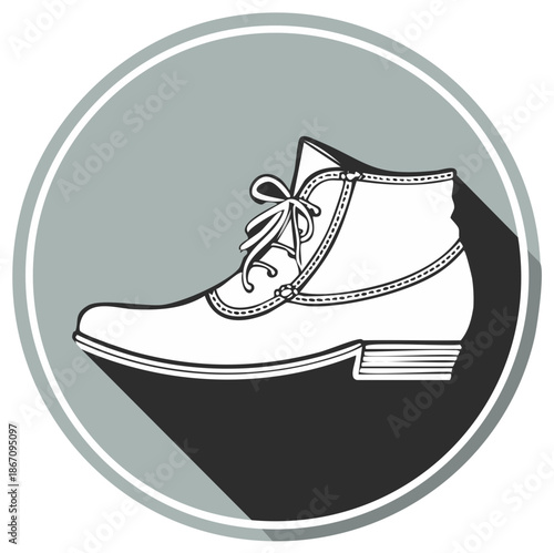 Stylish Boot Graphic within a Circular Frame with Shadow Effect