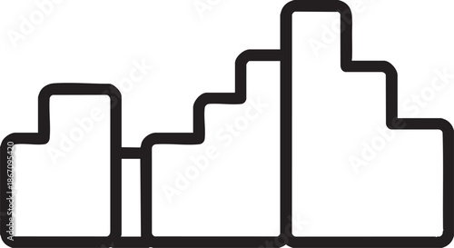 Abstract stepped geometric shapes with rounded corners in black and white pattern simple