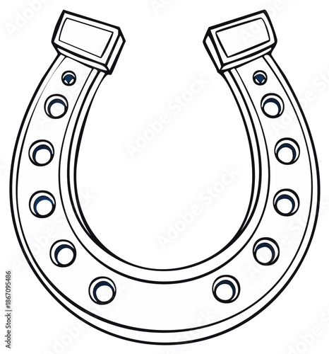 Outline drawing of a horseshoe with holes and flat ends