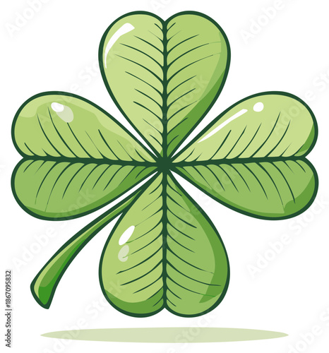 Vibrant Four Leaf Clover Symbol of Good Luck and Fortune