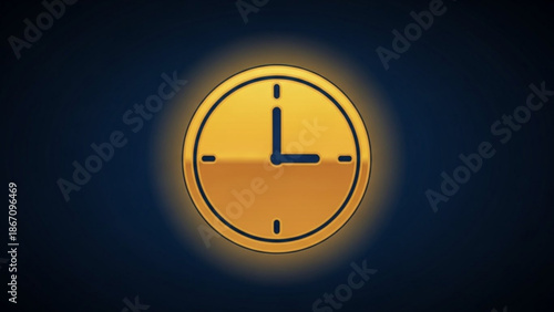 Golden clock face with glowing effect on dark background symbolizing time and urgency in business and daily life with digital and graphic and design