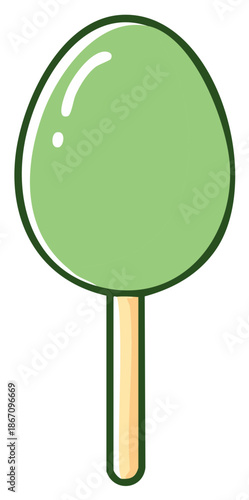 Simple vector cartoon illustration of a green fruit popsicle on a stick Refreshing frozen summer dessert