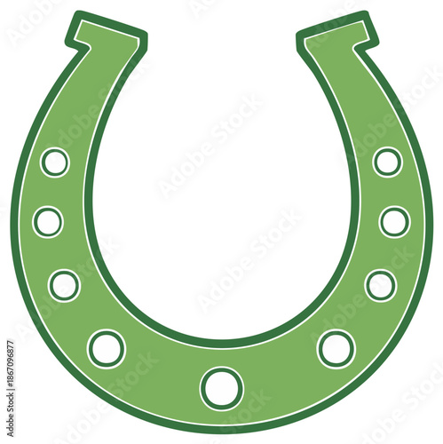 Lucky Green Horseshoe Icon with Nail Holes