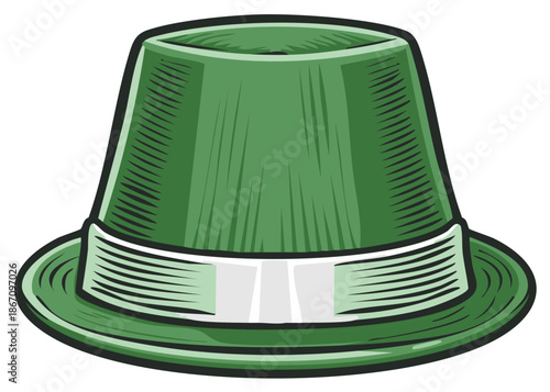 Green fedora hat illustration, traditional headwear