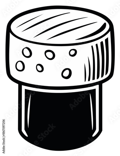 Celebration Wine Bottle Cork Stopper Black White Vector Illustration