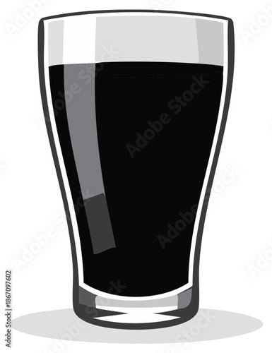 Dark Beer Pint Glass Graphic Illustration: Beverage, Alcohol, Refreshment