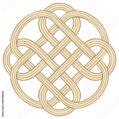 Intricate geometric knot pattern with interlacing bands and symmetrical design