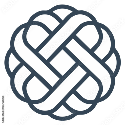 Intricate Abstract Knot Design in Dark Blue on White Background