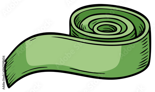 Rolled Fitness Band, Green Exercise Band, Stretchable Ribbon, Athletic Band, Strength Training Equipment