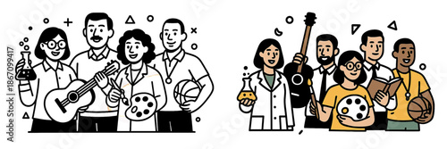 Group showcasing creativity and skills through diverse activities