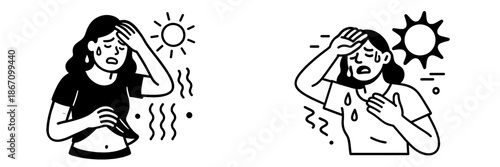 Illustration of people experiencing heat exhaustion in summer