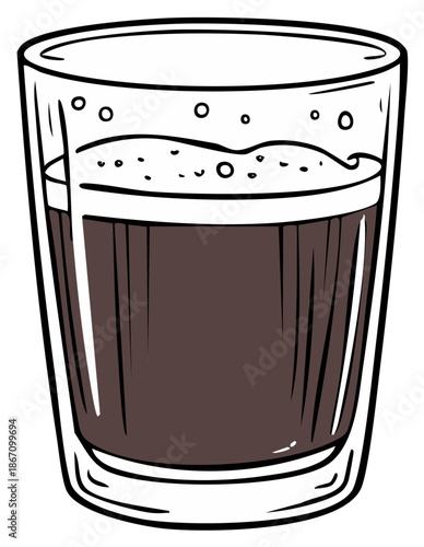 Refreshing Cold Coffee Drink with Frothy Head in Clear Glass