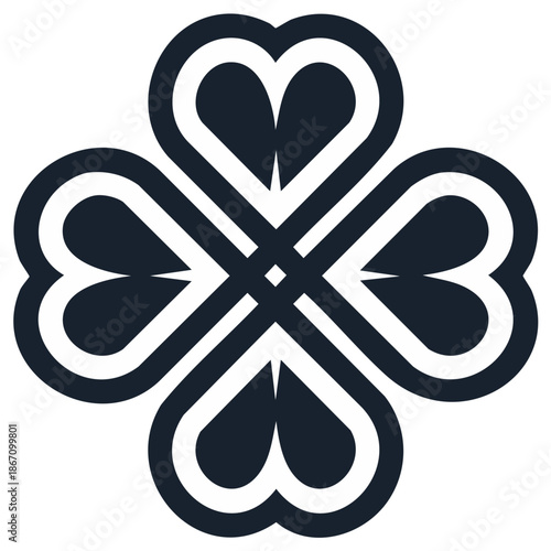 Geometric Clover Heart Shape Abstract Design