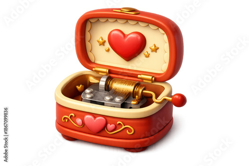 Romantic music box with heart decorations for valentine's gift or anniversary decor