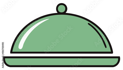 Green lidded serving dish on a tray for food presentation or service in a restaurant or dining establishment
