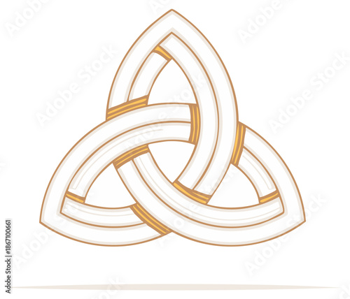 Isolated Trinity Knot Illustration, Sacred Triquetra Symbol, Spiritual Knotwork Shape, Celtic Art Graphic Element