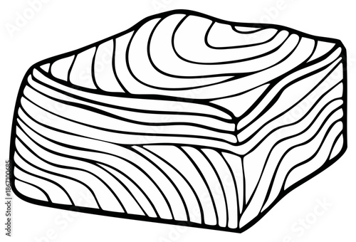 Outline illustration of a salmon fillet. Fresh raw fish portion for healthy cooking and recipes.